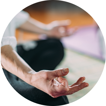 An image focused on hands in chin mudra